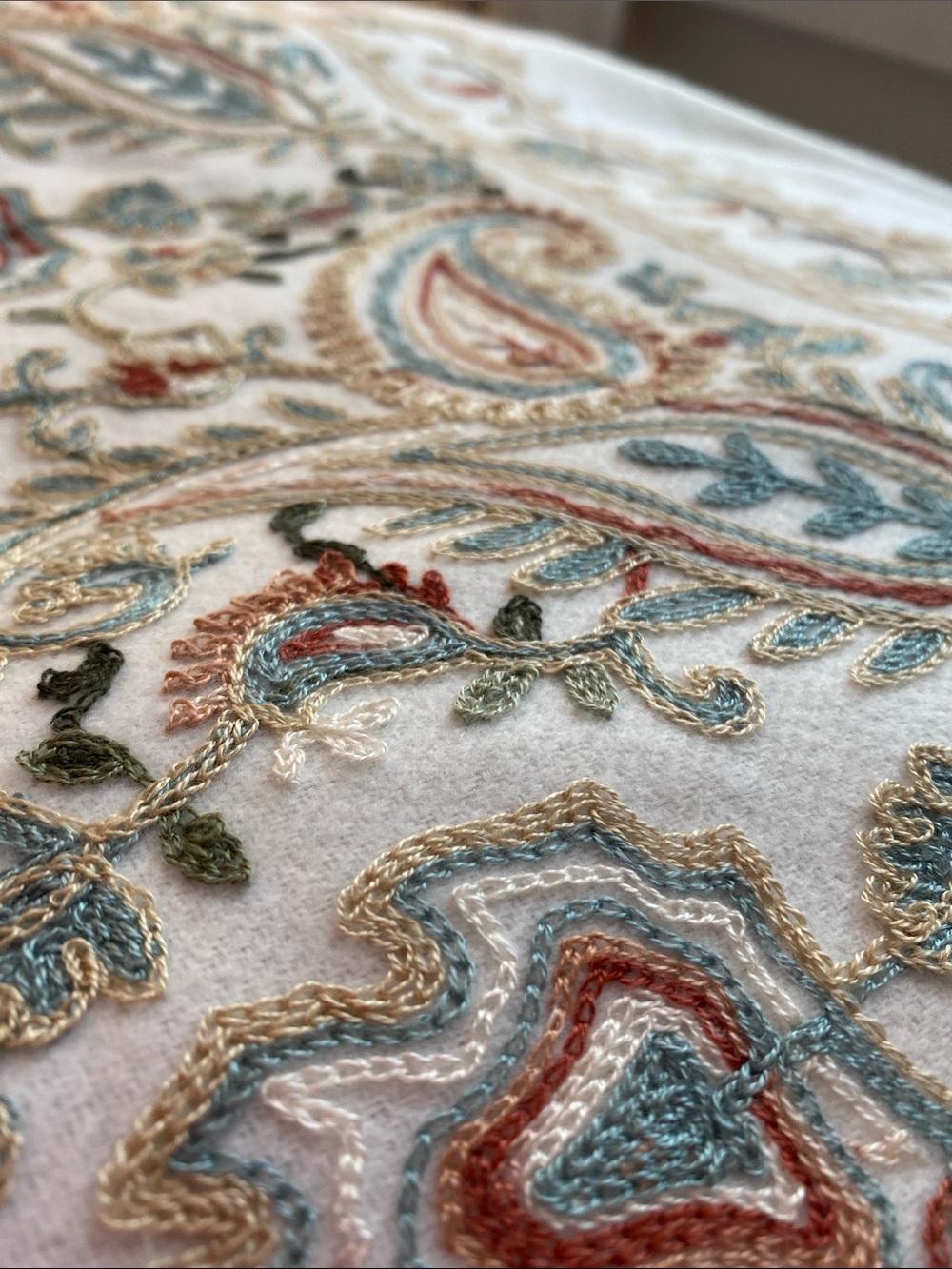Embroidered Floral White Shawl Wrap - Elegant Scarf - Picture 8 of 9